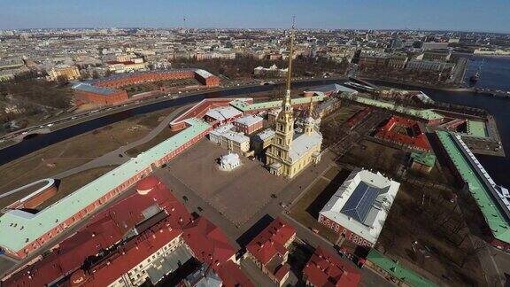 鸟瞰图圣彼得堡的彼得和保罗要塞4k