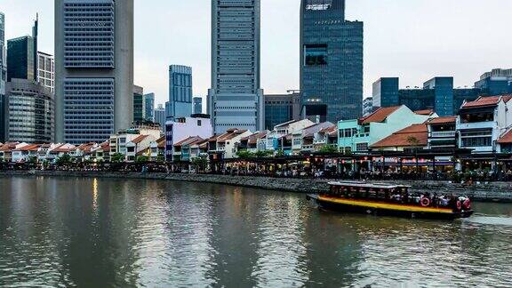 从白天到夜晚的新加坡码头时光流逝