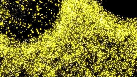 循环辉光黄色黄金抽象三维混沌形式波粒子形状bg