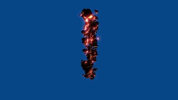 火热的火石-火山字体-感叹号上的色度键屏幕隔离-循环视频