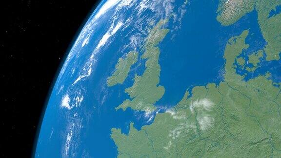 从外太空鸟瞰地球上的不列颠群岛