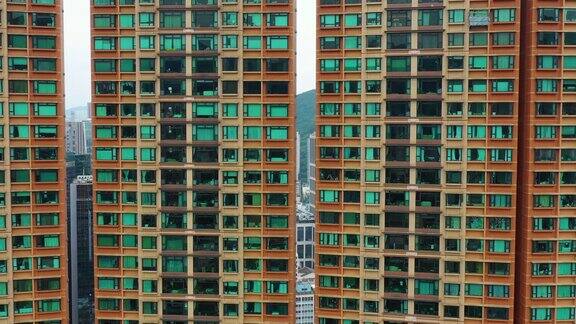 白天的城市景观著名的生活综合体市中心航拍全景4k香港