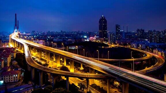 时光流逝杨浦大桥从早到晚