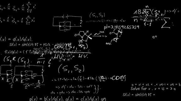 黑板上用粉笔写的数学方程