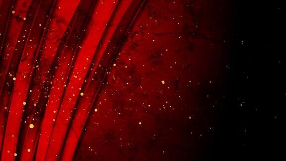 暗红色垃圾光泽条纹抽象运动背景与金色粒子