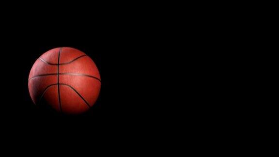 篮球在黑色背景上跳跃循环