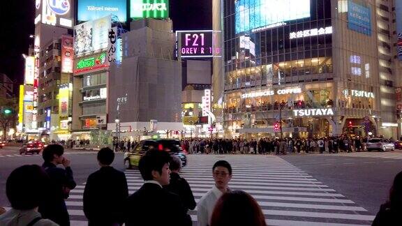 平移远射日本东京涩谷十字路口