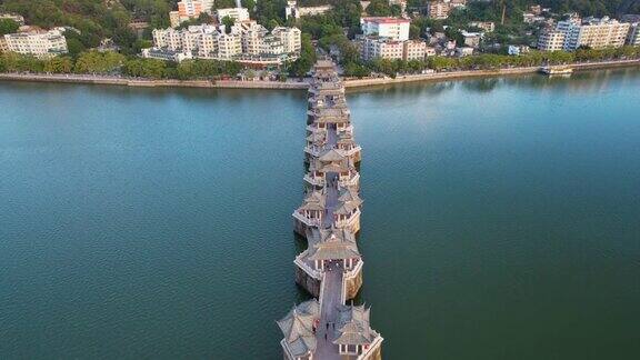 航拍;中国广东省潮州市广济大桥