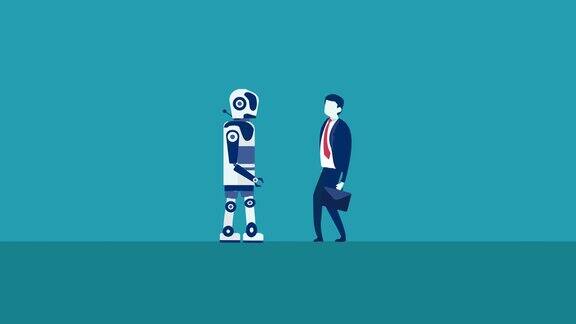 机器人动画与男经理握手