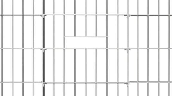 打开和关闭监狱铁栏门与阿尔法哑光使用作为自由三维动画的监狱