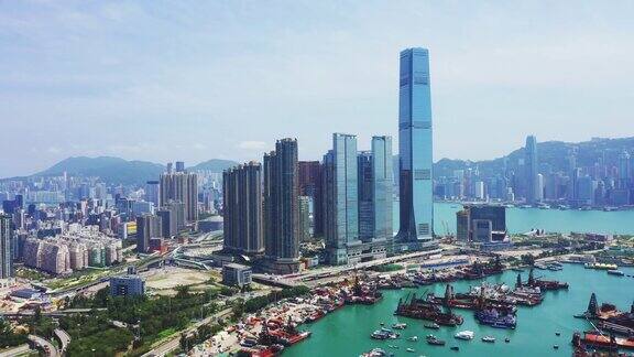 香港西九龙的无人机瞰图