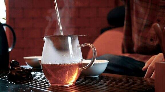 中国传统茶道放在茶几上近距离低调