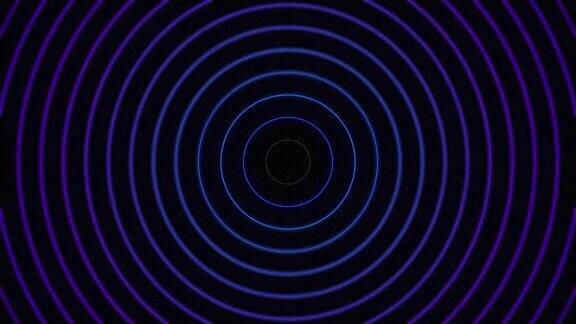 圆霓虹灯抽象光插画效果无限循环魔术运动形状激光圆波电现代艺术荧光未来图形无限射线漩涡夜壁纸动画