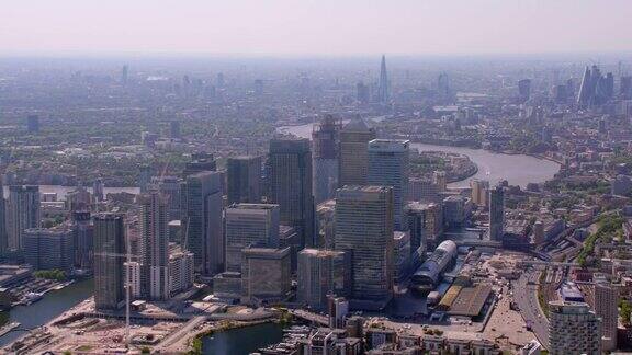 鸟瞰图金丝雀码头伦敦英国4k