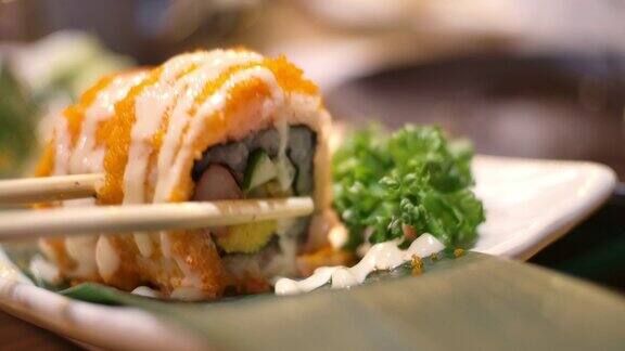 寿司日本食物的特写