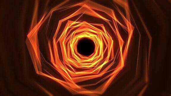 穿越旋转霓虹灯创造一个隧道蓝红粉光谱荧光紫外线现代彩色照明可循环4K动画空间涡旋或虫洞或时间高速隧道黑洞数字空间电线
