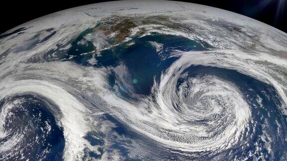 地球上空的飓风卫星图像