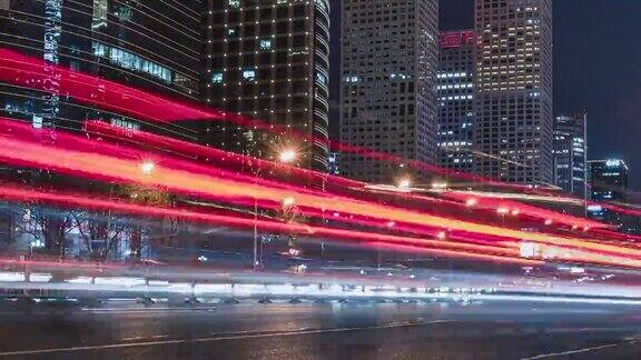 低角度视角的北京交通在夜间