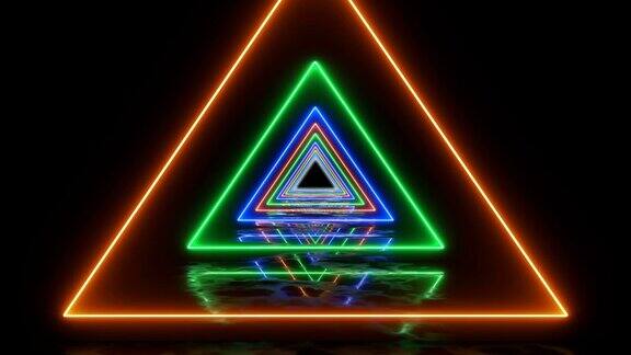 抽象的环形背景隧道与彩色三角形线