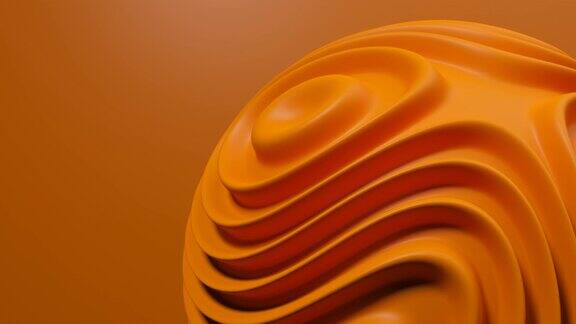 橙色艺术球体背景循环动画抽象的有机等离子球体背景波浪和旋转无缝循环