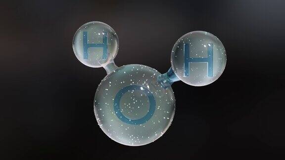 水分子分子化学式H2O无味alpha通道球和棒的化学结构模型MacroLiquidBubble3d渲染