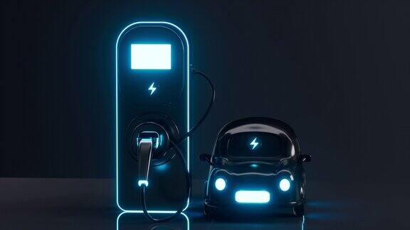 汽车充电桩是为汽车充电电动汽车充电3d渲染