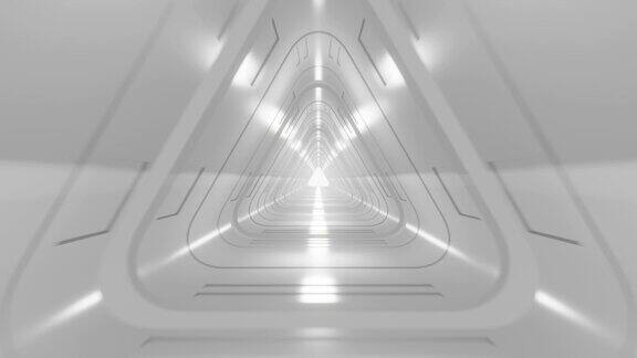 白色干净最小科幻隧道无缝循环4k3d动画背景