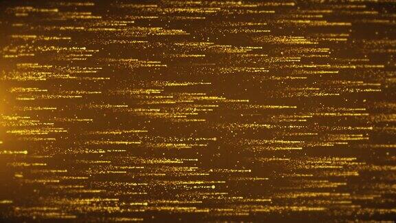 4K3D抽象星雨金色尘埃闪闪发光的豪华粒子提高运动背景