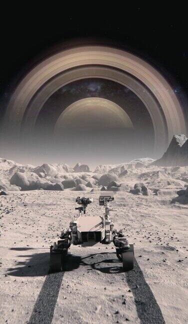火星漫游者穿越月球表面向土星前进