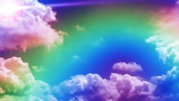 彩虹在时间流逝的云