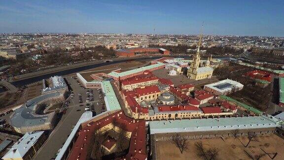 鸟瞰图圣彼得堡的彼得和保罗要塞4k