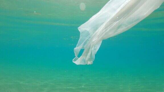 环境问题:清洁海洋手去塑料袋