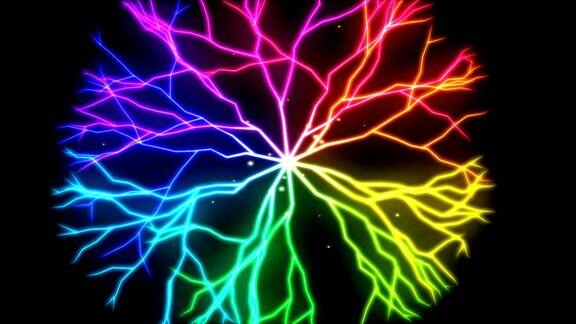 摘要闪电圈生长的树枝-彩虹