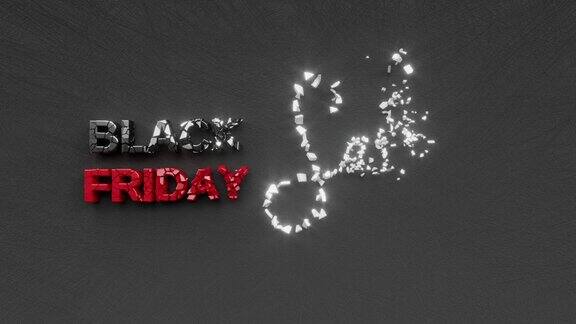 黑色星期五销售文字题字特别折扣优惠和节日购物概念黑红色装饰动画字母节日贺卡运动背景3d渲染