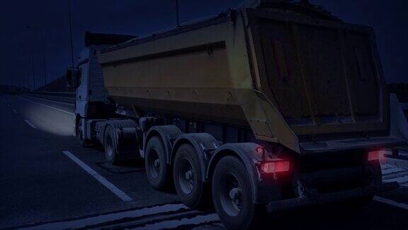 夜间自卸卡车运输-4K分辨率