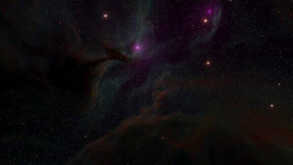 外太空的恒星和星云发出紫色的光