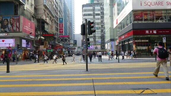 时间推移-拥挤的人在香港城市