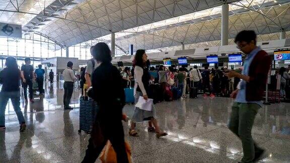4K延时-在香港机场办理登机手续