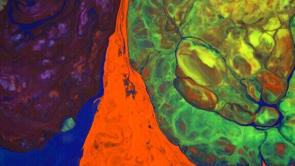 4k墨水在水里彩色墨水在水里反应创造出抽象的背景