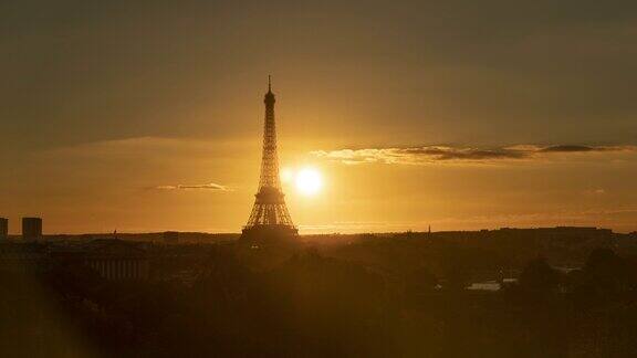 埃菲尔铁塔巴黎日落地平线