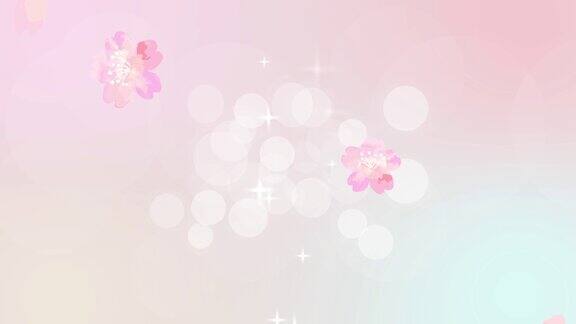 闪闪发光的星星和樱花抽象粉红色背景