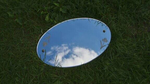 自然背景下的天空在镜子中的时间流逝