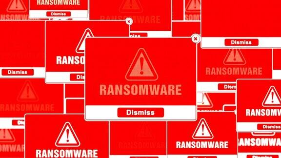 屏幕上的勒索软件警报警告错误弹出通知框