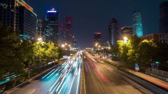 时光流逝北京夜间城市交通(WSZoomOut)