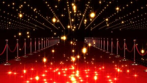 动画的红色形状和发光的火球降落在红地毯上的地点
