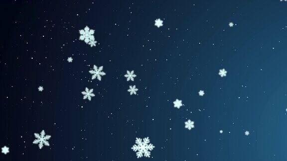 蓝天上的雪花和星星