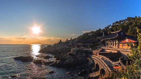 4k时光流逝韩国釜山海东龙宫寺的日出