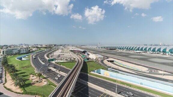 4K延时-迪拜国际机场航站楼鸟瞰图