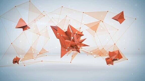 未来网络的形状抽象3d渲染动画循环