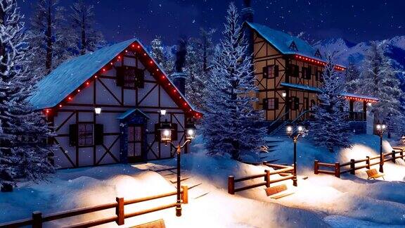 雪夜的高山小村